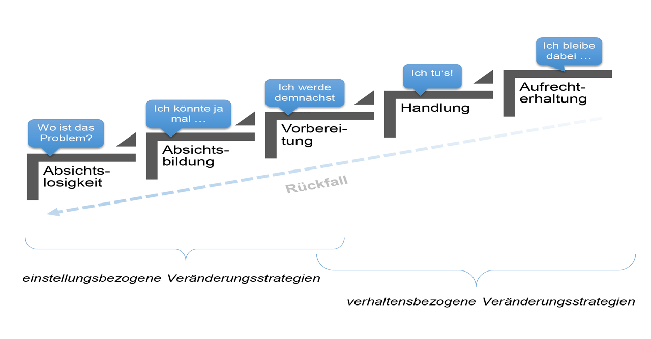 Stufen der Verhaltensänderung nach dem Transtheoretischen Modell 